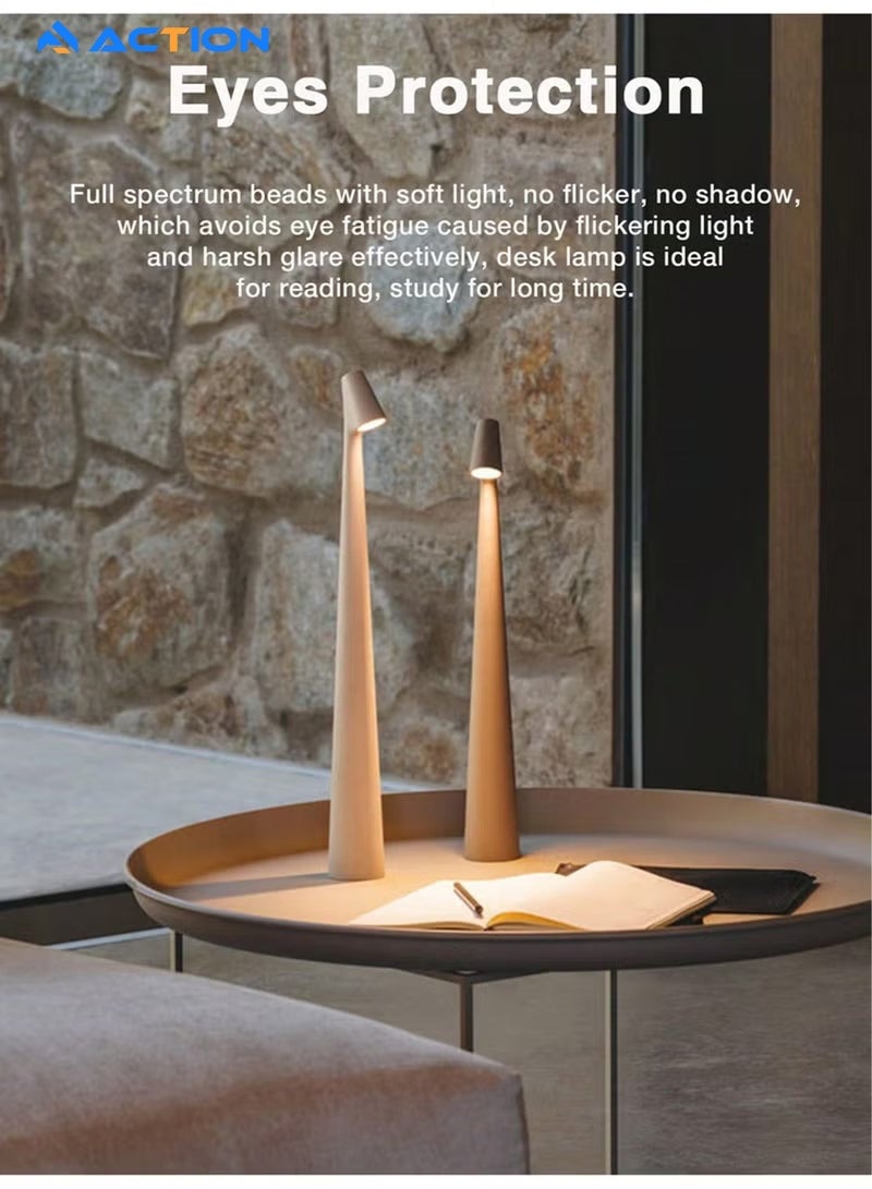 ACTION Touch Control LED Table Lamp – Rechargeable & Cordless with 3-Color Dimmable Light, Matte Plastic Shade, USB Charging – Modern Portable Downlight for Bedroom, Dining Table, Office, and Reading – Elegant Gift for Home Decor - Image 4