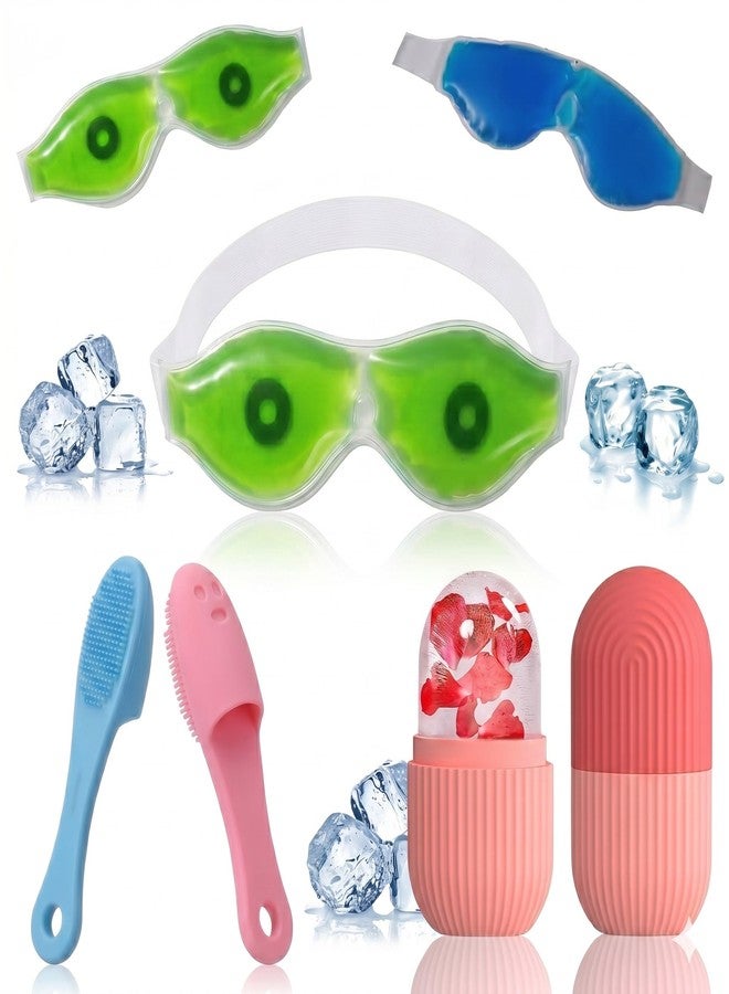 SONEEV MART 5-in-1 Ultimate Skin Soothing Kit - Ice Roller, Cooling Gel Eye Masks & Silicone Exfoliators for Depuffing and Glow - Image 1