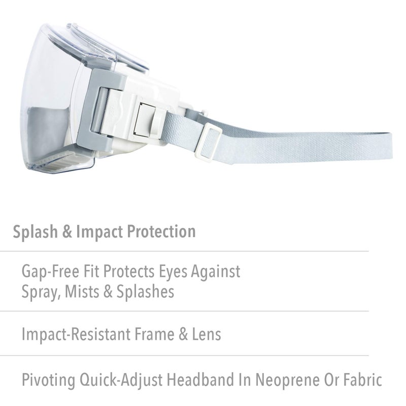 Uvex Stealth Safety Goggles with Clear Uvextreme Anti-Fog Lens, Teal & Gray Body & Neoprene Headband (S39610C) - Image 2