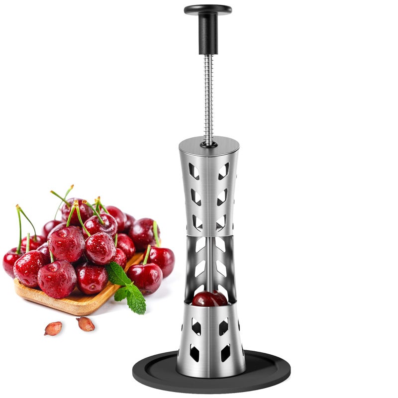 Newness Cherry Pitter, Premium Cherry Pitter Remover Tool, 304 Stainless Steel Cherry Seed Remover, Durable Cherry Stoner Fruit Pit Corer Deseeder Kitchen Tool, Press Type, More Labor Saving - Image 1