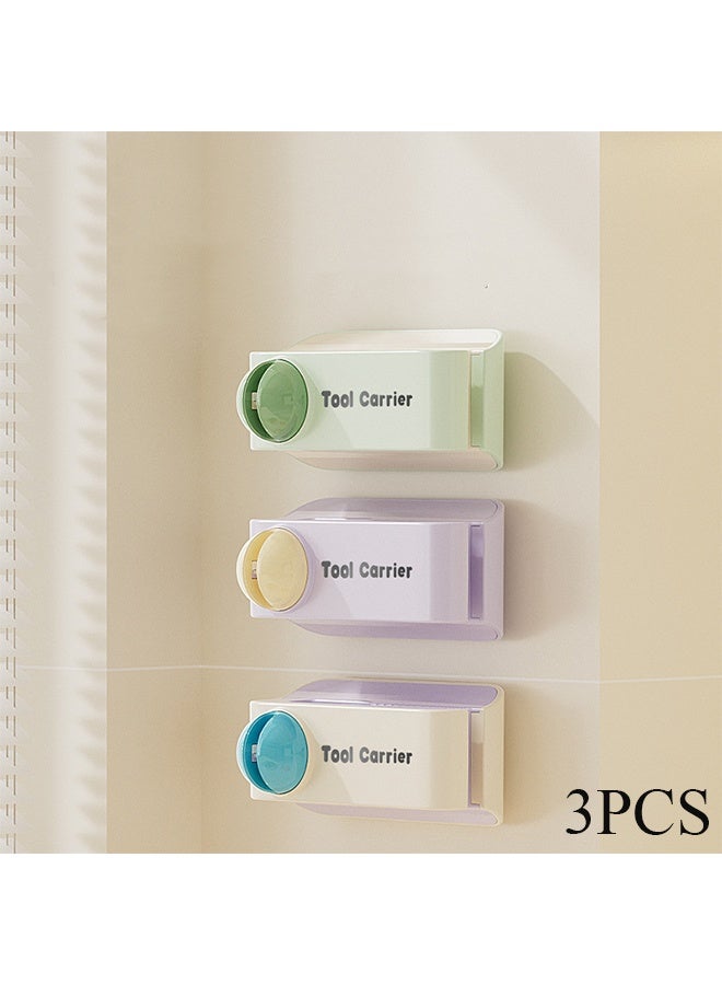 3PCS 2-in-1 Wall-Mounted Knife Holder with Built-in Sharpener | Heavy Duty Adhesive Knife Rack for Organizer and Storage | for Small Apartments and Kitchen Gadgets (Green+Apricot+Purple) - Image 1
