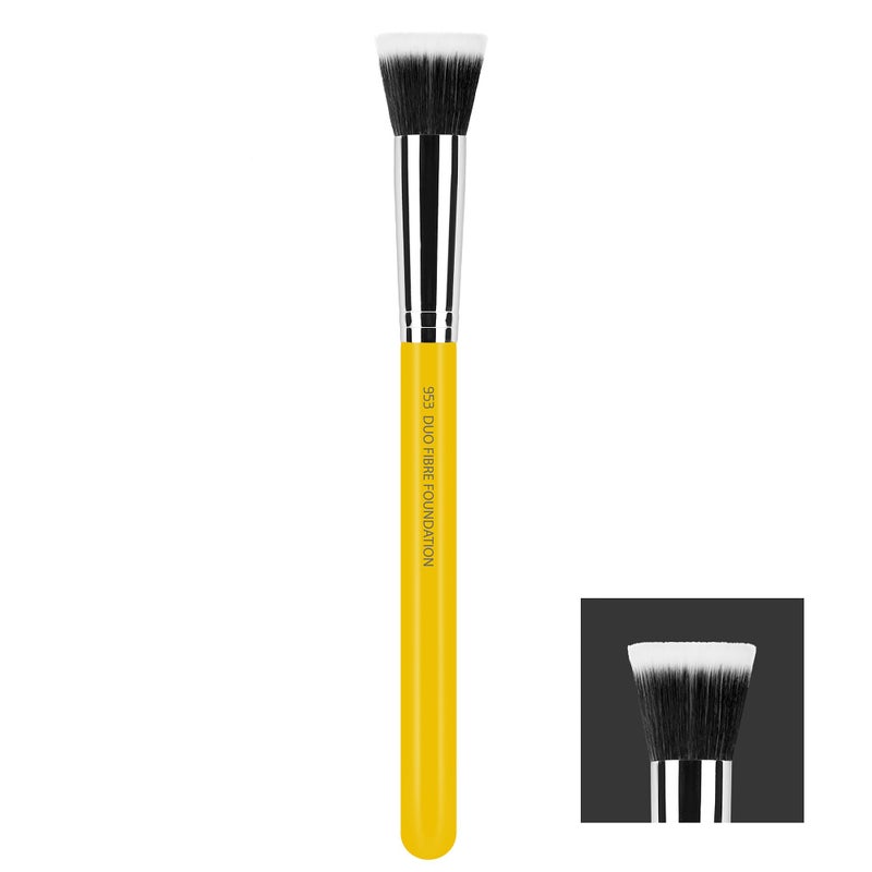 Bdellium Tools Professional Makeup Brush - Studio Series 953 Duo Fiber Foundation - With Soft Synthetic Fibers, For Precise Application of Foundation (Yellow, 1pc) - Image 3