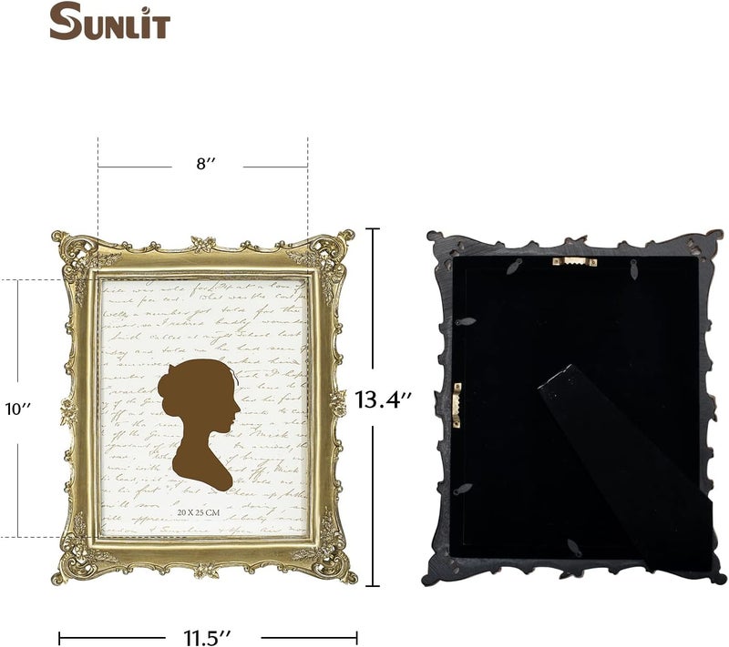 Sunlit Vintage Picture Frame 8x10 Antique Luxury Picture Frame Glass Front Photo Display Table Wall Hanging Gift Ideas Gold - Image 2