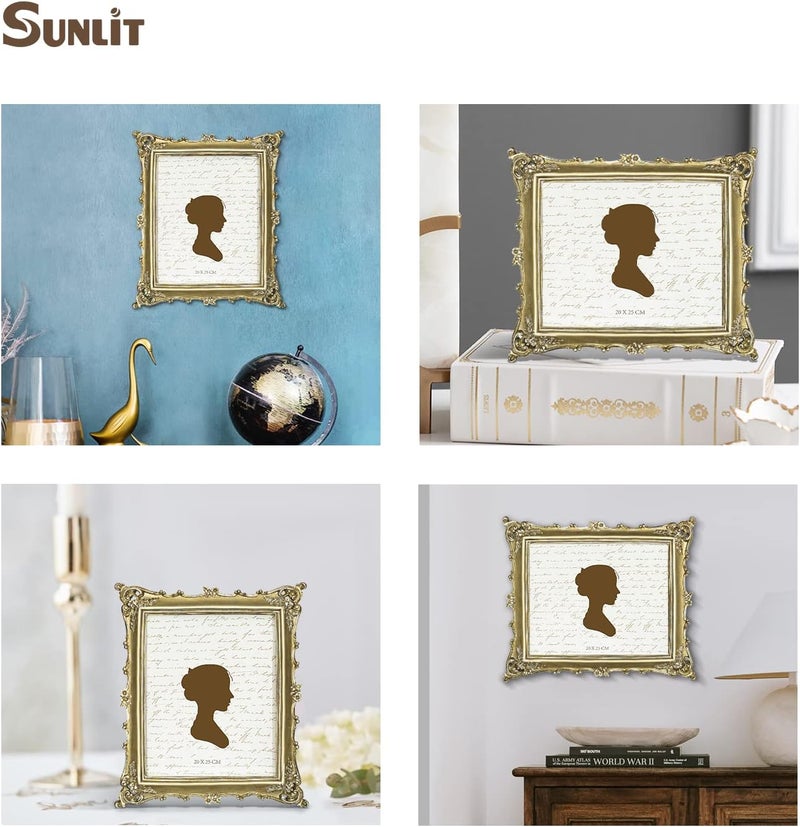 Sunlit Vintage Picture Frame 8x10 Antique Luxury Picture Frame Glass Front Photo Display Table Wall Hanging Gift Ideas Gold - Image 4