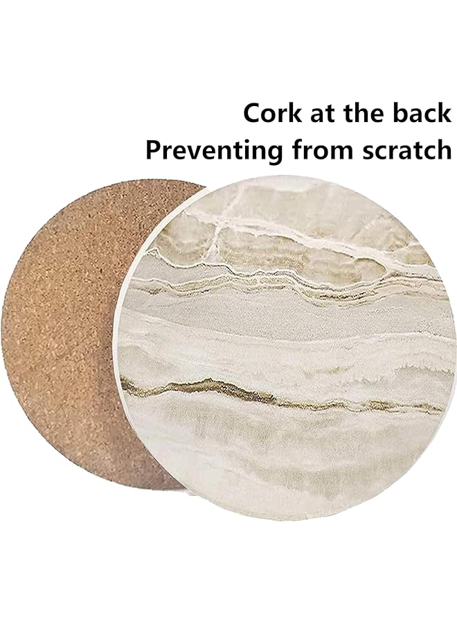 إيروريكس مجموعة من 6 قطع من قواعد أكواب الشرب المصنوعة من السيراميك على شكل رخام مع حامل لحماية سطح الطاولة، مناسبة لأنواع الأكواب والطاولات الخشبية - Image 2