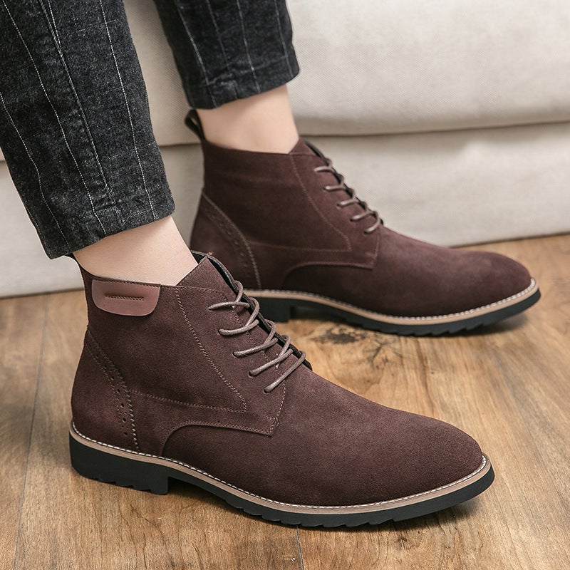 New Martin Boots British Style High-Top Lace-Up Leather Boots Outdoor Mid-Top Short Boots Pointed Chelsea Retro Ankle Boots - Image 2