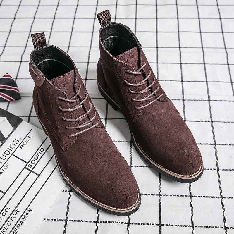 New Martin Boots British Style High-Top Lace-Up Leather Boots Outdoor Mid-Top Short Boots Pointed Chelsea Retro Ankle Boots - Image 1