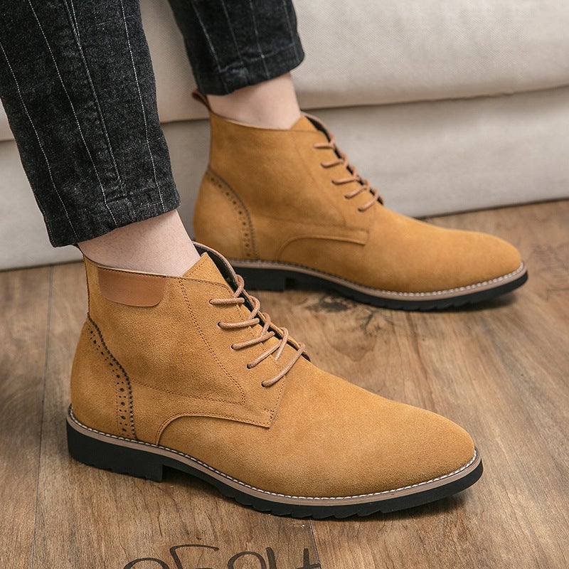 New Martin Boots British Style High-Top Lace-Up Leather Boots Outdoor Mid-Top Short Boots Pointed Chelsea Retro Ankle Boots - Image 4