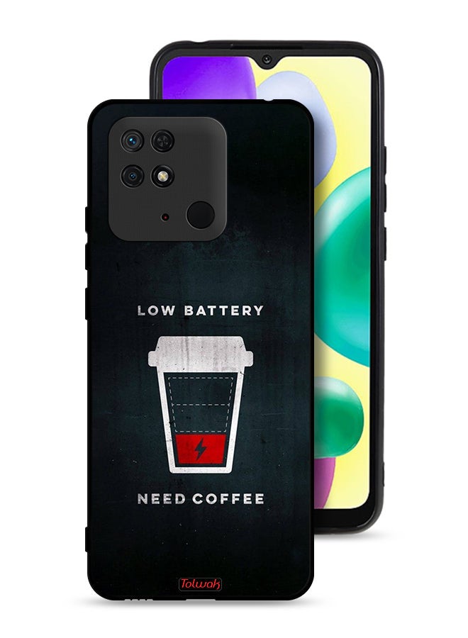 Tolwak Xiaomi Redmi 10C Protective Case Cover Low Battery Need Coffee - Image 1
