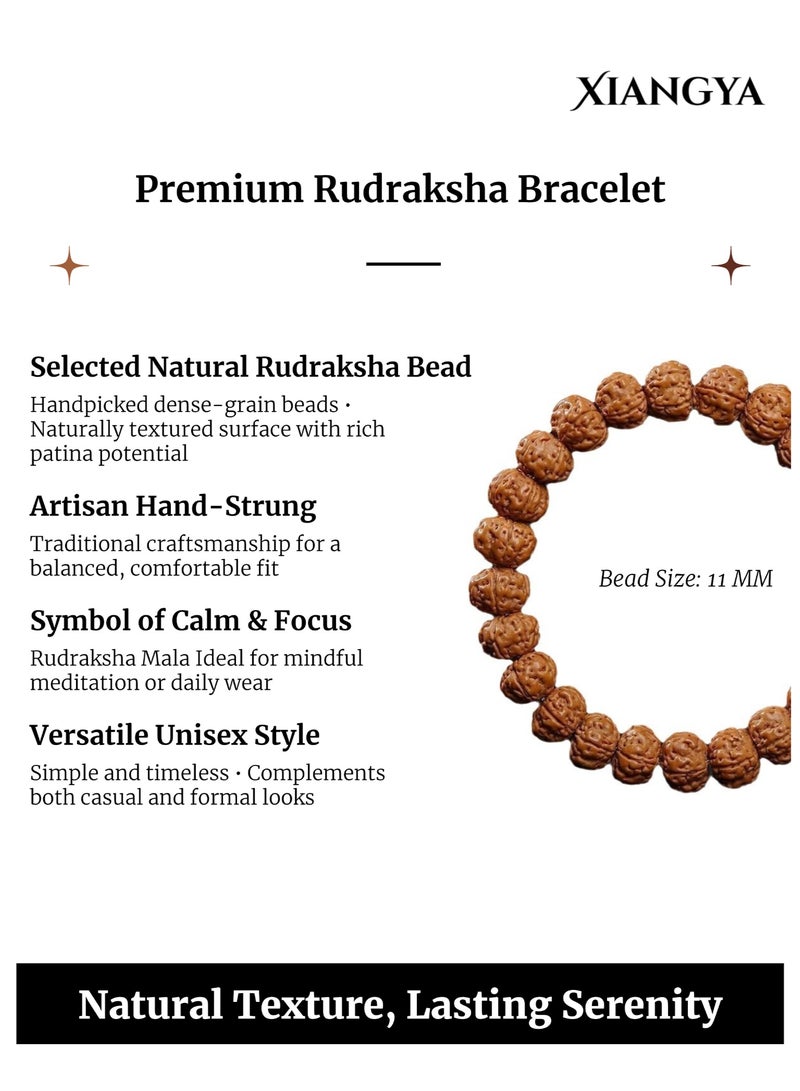 XIANGYA Rudraksha Bead Bracelet – Natural Rudraksha Mala Prayer Beads, Calming Energy, Daily Mindfulness Wooden Bracelet For Men - Image 5