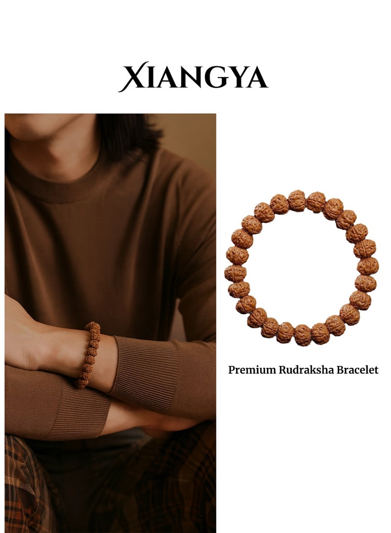 XIANGYA Rudraksha Bead Bracelet – Natural Rudraksha Mala Prayer Beads, Calming Energy, Daily Mindfulness Wooden Bracelet For Men - Image 1