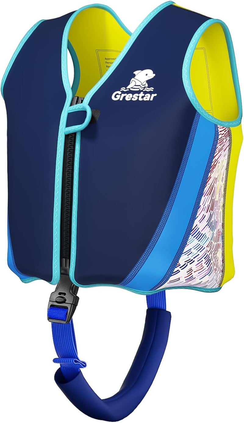 grestar Kids Swim Vest Toddeler Floaties, Swim Floatation Jacket Training Vest for Boys Girls Age 3-6, Neoprene Swimming Aid with Adjustable Buoyancy & Safety Strap - Image 1