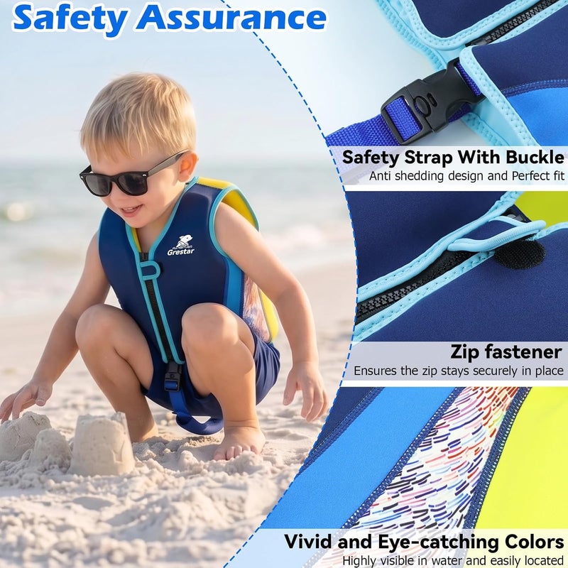 grestar Kids Swim Vest Toddeler Floaties, Swim Floatation Jacket Training Vest for Boys Girls Age 3-6, Neoprene Swimming Aid with Adjustable Buoyancy & Safety Strap - Image 3