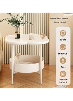 Organized Home Modern 2 Tier White Coffee Table With Storage - Easy Assembly for Home Office - Cloud Shape Irregular Design  - Image 2