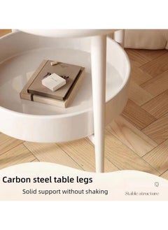 Organized Home Modern 2 Tier White Coffee Table With Storage - Easy Assembly for Home Office - Cloud Shape Irregular Design  - Image 3