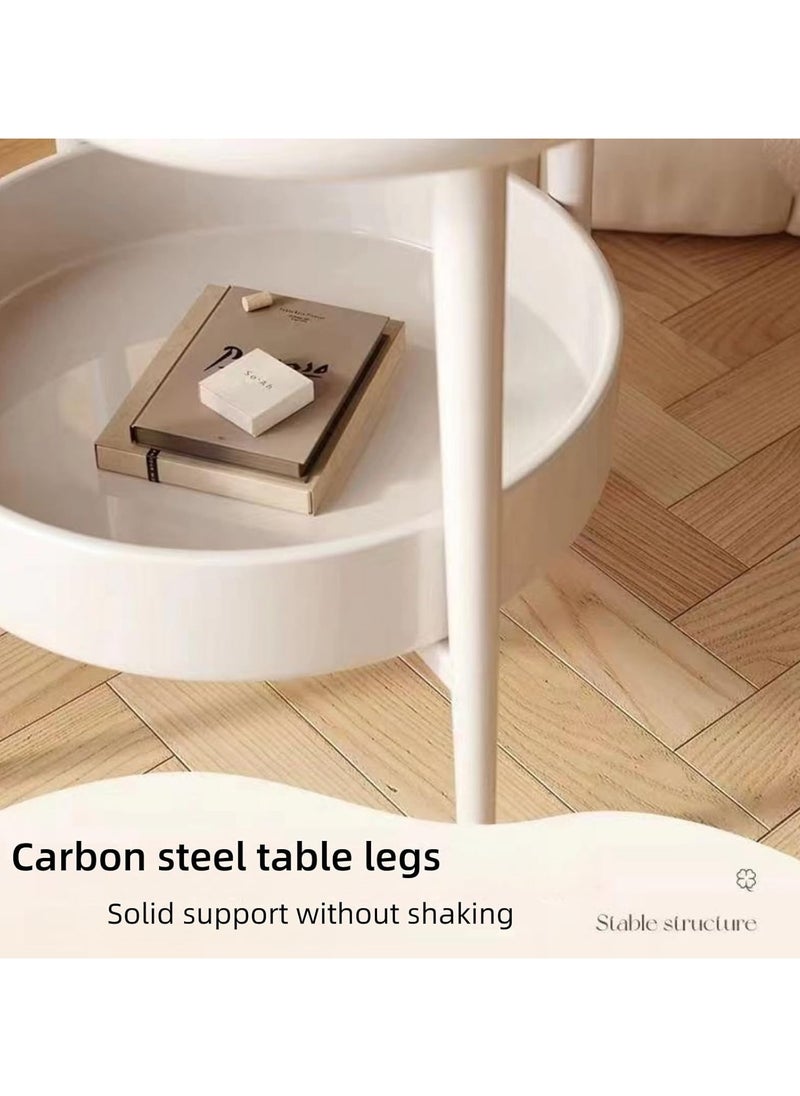 Organized Home Modern 2 Tier White Coffee Table With Storage - Easy Assembly for Home Office - Cloud Shape Irregular Design  - Image 3
