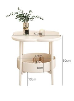 Organized Home Modern 2 Tier White Coffee Table With Storage - Easy Assembly for Home Office - Cloud Shape Irregular Design  - Image 5