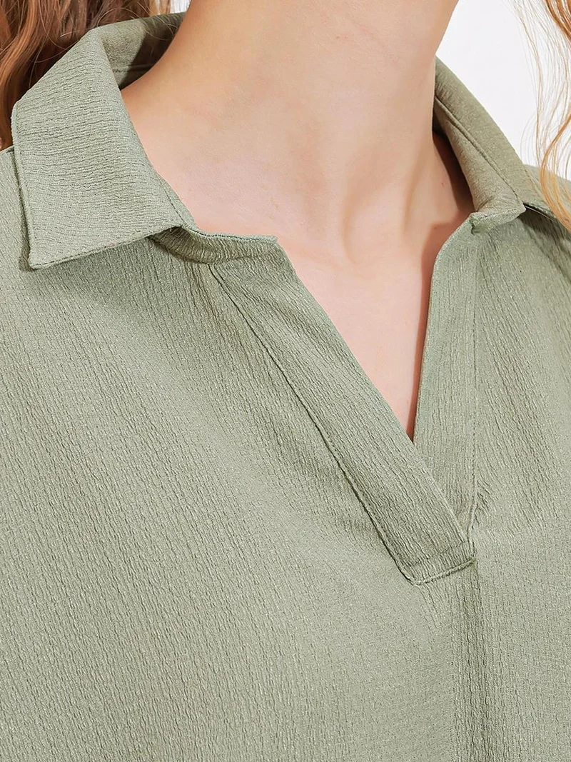 BIG DART BDART Textured Polo Neck Blouse