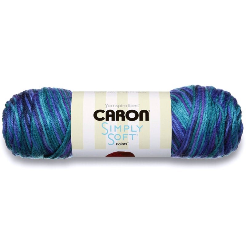 Caron Simply Soft Paints Yarn 4 Medium Worsted Gauge 100 Acrylic  5oz  Oceana  Machine Wash  Dry