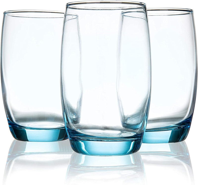 HAPPY BORN Ice Blue Beverage Italian Style Tall Drinking Glasses Set of 6 Pcs for Water Juice Beverag Mojito Cocktail Perfect for Home Restaurants Parties Set of 6 - Image 5