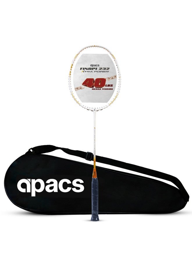 Apacs Apacs Finapi 232 Xtra Power (40LBS, 100% Top Grade UHM Japanese Graphite) Extra Strong Professional Unstrung Badminton Racket with Free Full Cover (White Gold)  - Image 1