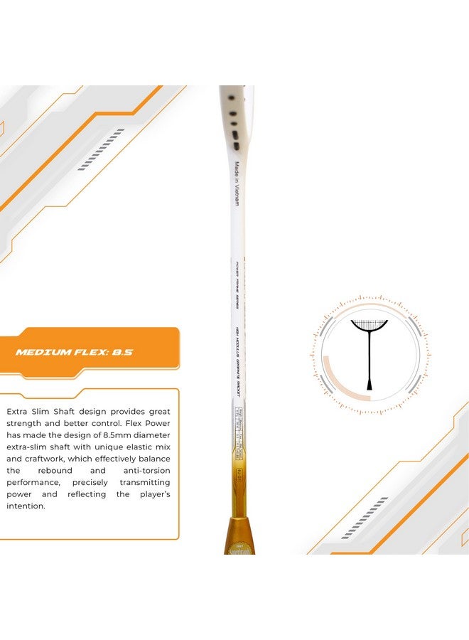 Apacs Apacs Finapi 232 Xtra Power (40LBS, 100% Top Grade UHM Japanese Graphite) Extra Strong Professional Unstrung Badminton Racket with Free Full Cover (White Gold)  - Image 3