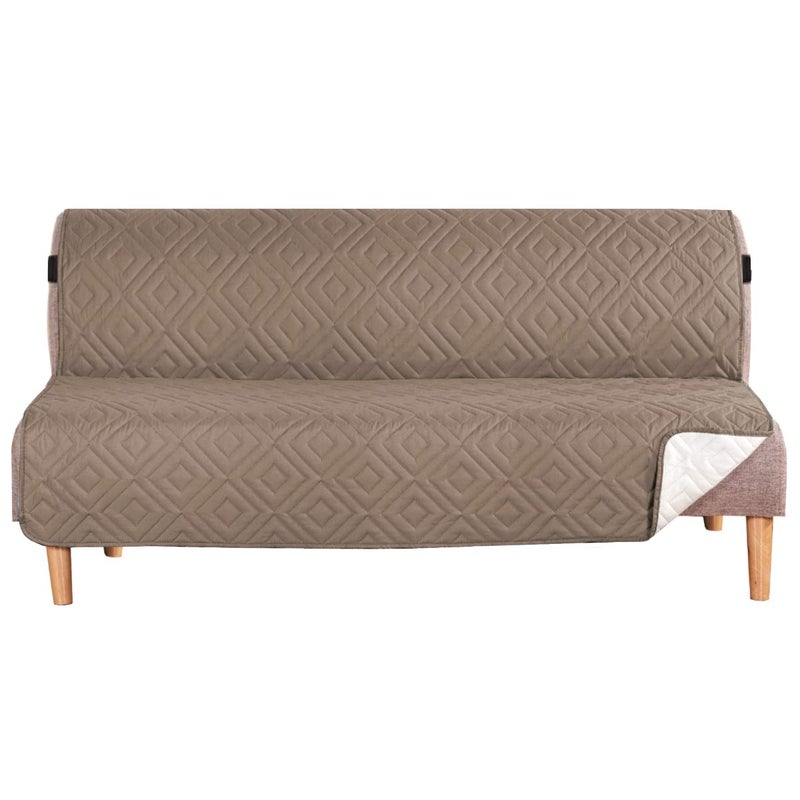 HVERSAILTEX Futon Cover Reversible Sofa Slipcover Furniture Protector Water Resistant 2 Inch Wide Elastic Strap Futon Sofa Bed Pets Kids Dog Cat Fit Sitting Width Up to 70Futon Taupe BrownBeige