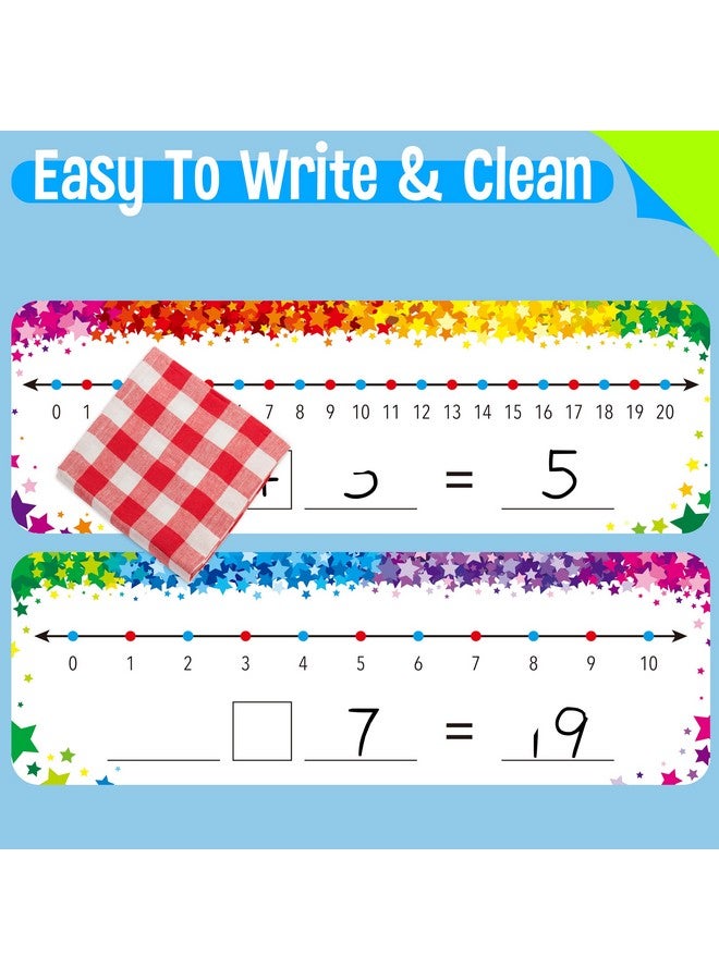 SpriteGru 15 Pcs Number Line Dry Erase Boards, Writable And Erasable Double Sided Board-0-10 On One Side & 0-20 On Other Side Math White Board For Kids, Students, Classroom And Home (12” X 4”, Colorful Stars) - Image 4