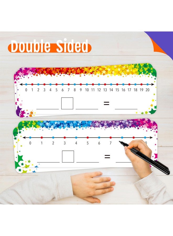 SpriteGru 15 Pcs Number Line Dry Erase Boards, Writable And Erasable Double Sided Board-0-10 On One Side & 0-20 On Other Side Math White Board For Kids, Students, Classroom And Home (12” X 4”, Colorful Stars) - Image 3