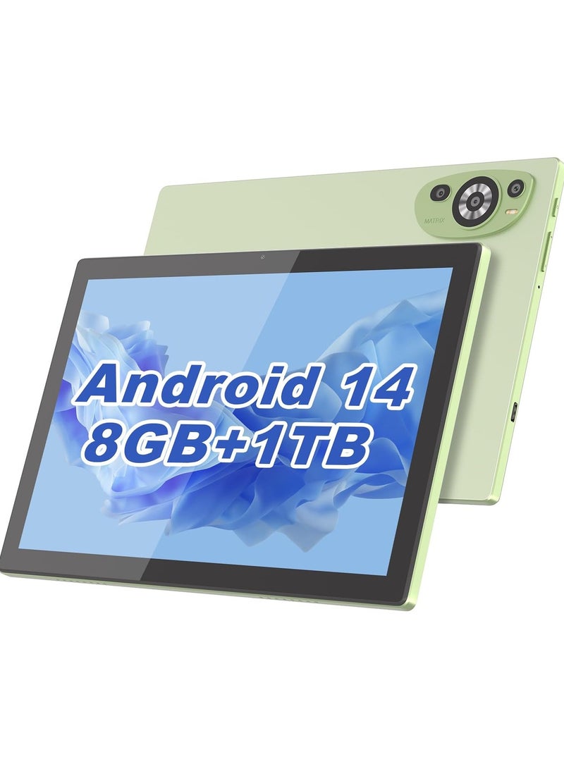 REBENUO CM8200plus 10.1 Inches Tablet,Android 14 Tab,5G Tablet Dual SIM 8GB RAM 1TB ROM,10000mAh Battery With Bluetooth Keyboard,Mouse and Speaker  (Green) - Image 1