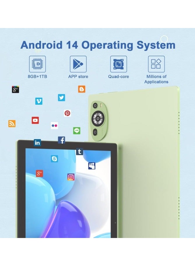 REBENUO CM8200plus 10.1 Inches Tablet,Android 14 Tab,5G Tablet Dual SIM 8GB RAM 1TB ROM,10000mAh Battery With Bluetooth Keyboard,Mouse and Speaker  (Green) - Image 4