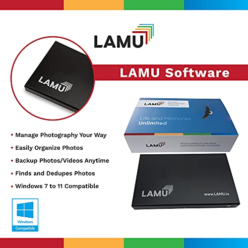 LAMU Portable Digital Photo Organizer - Digital Picture Manager for Windows - Software to Easily Organize Your Photos and Videos - Digital Photo Storage - 2 Terabytes (Charcoal Black) - Image 2
