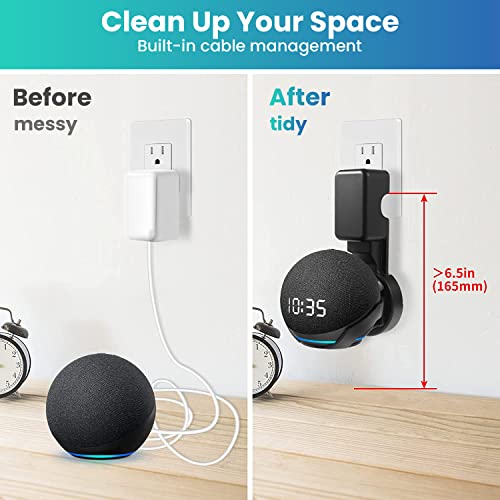 Verilux حامل جدار Verilux® لـ Echo Dot الجيل الرابع/الخامس، حامل جداري لـ Alexa Echo Dot الجيل الرابع/الخامس - حل موفر للمساحة مع إدارة الكابلات لمكبرات الصوت الذكية في منزلك، أسود (الحامل فقط) - Image 3