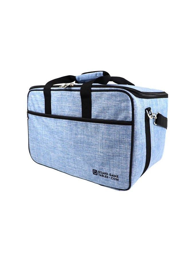 BOARD GAME TABLES.COM Bag - [Backpack/Shoulder Strap/Luggage Slip] - Padded Carrier (Heathered Blue) - Image 1