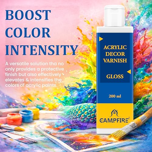 Campfire Acrylic Decor High Gloss Varnish for Art, Craft, Canvas, Wood & DIY Projects | Fast Drying Gloss Varnish with 20 Minutes Settle Time for Best Results (After Dry Transperent, 100 ml) - Image 2