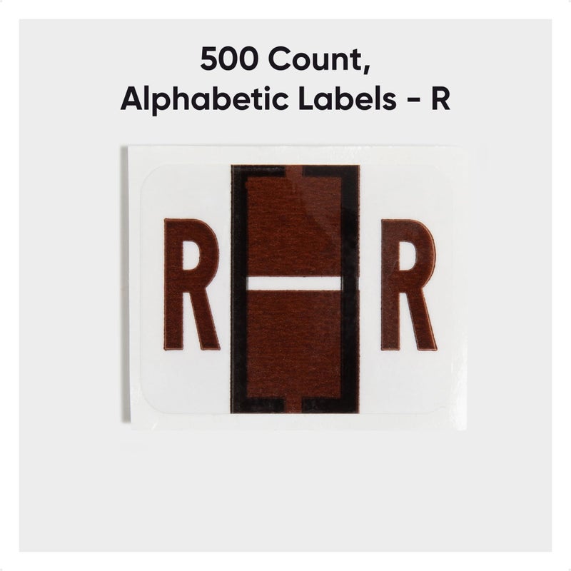 Smead BCCR Bar-Style Color-Coded Alphabetic Label, R, Label Roll, Brown, 500 Labels per Roll, (67088) - Image 2