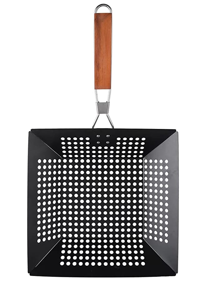 SABORR BBQ Grill Pan BXL0917A – Sturdy Non-Stick Steel Pan | Soft-Touch Handle, Perforated for Even Heat | Perfect for Outdoor Grilling - Image 1