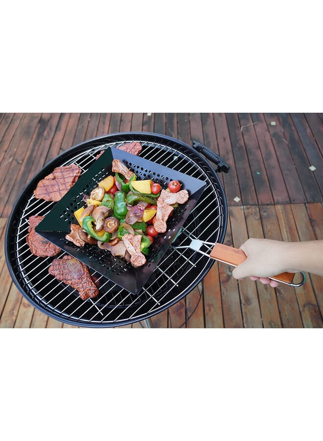 SABORR BBQ Grill Pan BXL0917A – Sturdy Non-Stick Steel Pan | Soft-Touch Handle, Perforated for Even Heat | Perfect for Outdoor Grilling - Image 2