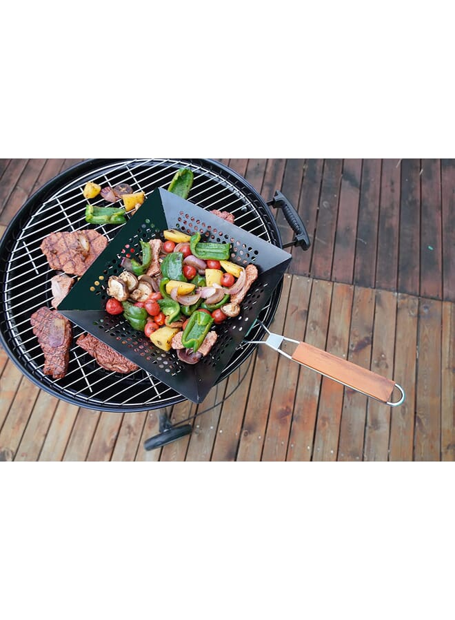 SABORR BBQ Grill Pan BXL0917A – Sturdy Non-Stick Steel Pan | Soft-Touch Handle, Perforated for Even Heat | Perfect for Outdoor Grilling - Image 3