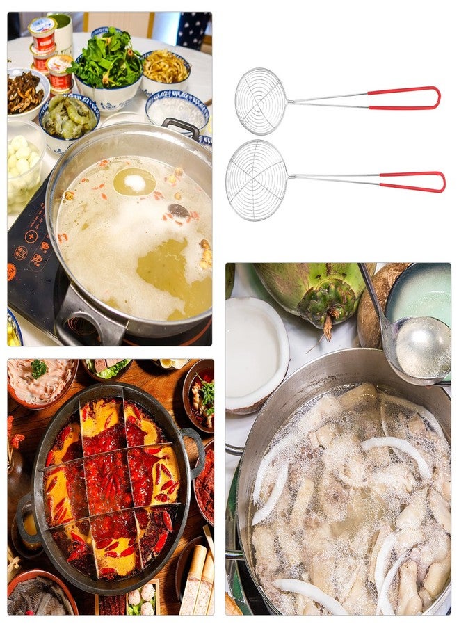 JECOMPRIS 10pcs Stainless Steel Strainer Spoons Ladle, Hot Pot Strainer Scoops with Ergonomic Handles for Cooking, Frying, Kitchen Oil Filter, Multi-use Skimmer Spoons - Image 5
