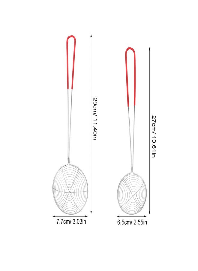 JECOMPRIS 10pcs Stainless Steel Strainer Spoons Ladle, Hot Pot Strainer Scoops with Ergonomic Handles for Cooking, Frying, Kitchen Oil Filter, Multi-use Skimmer Spoons - Image 2