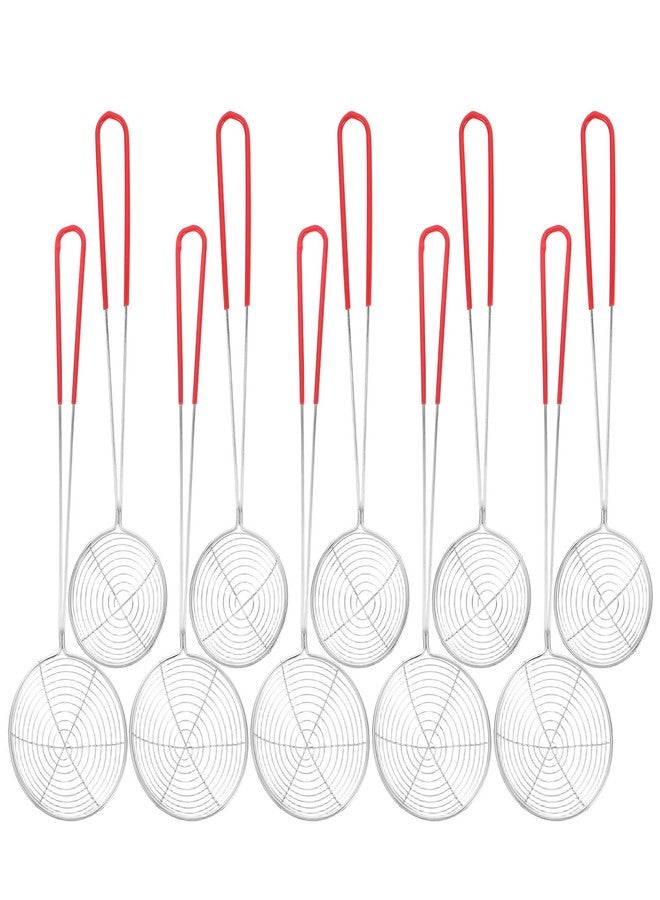JECOMPRIS 10pcs Stainless Steel Strainer Spoons Ladle, Hot Pot Strainer Scoops with Ergonomic Handles for Cooking, Frying, Kitchen Oil Filter, Multi-use Skimmer Spoons - Image 1