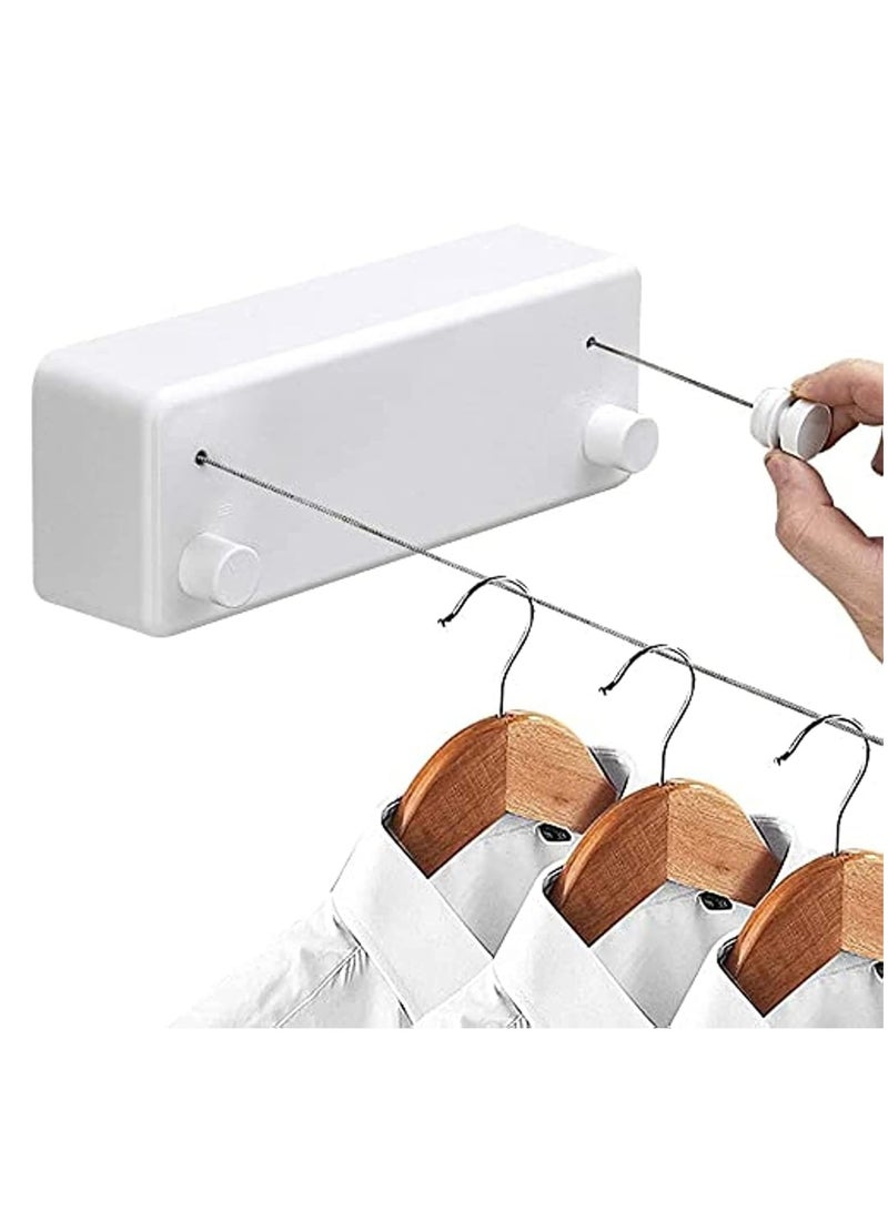 Retractable Clothesline Heavy Duty Clothes Drying Laundry Line Indoor Outdoor Wall Mounted Clothes Dryer Rope Clothing Retracting Adjustable Stainless Steel Line 13.8 Feet (Double Cord White)  - Image 1