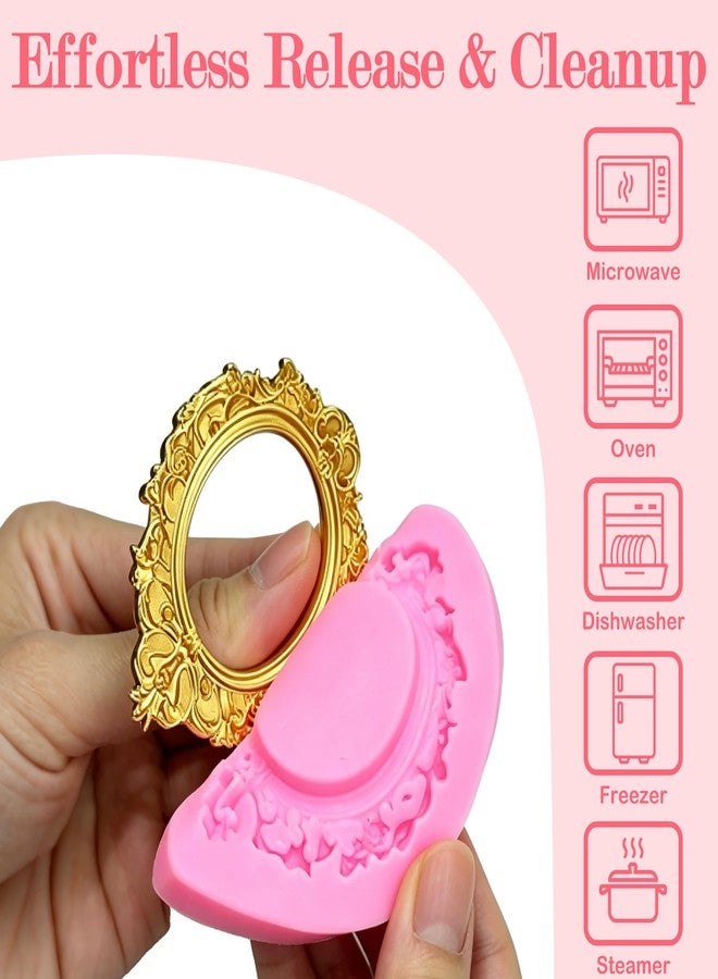 aeloer 8 PCS Picture Frame Molds Silicone, Baroque Style Vintage Photo Frame Fondant Molds for Cake Decorating, Cupcake Topper Chocolate Candy Polymer Clay - Image 5