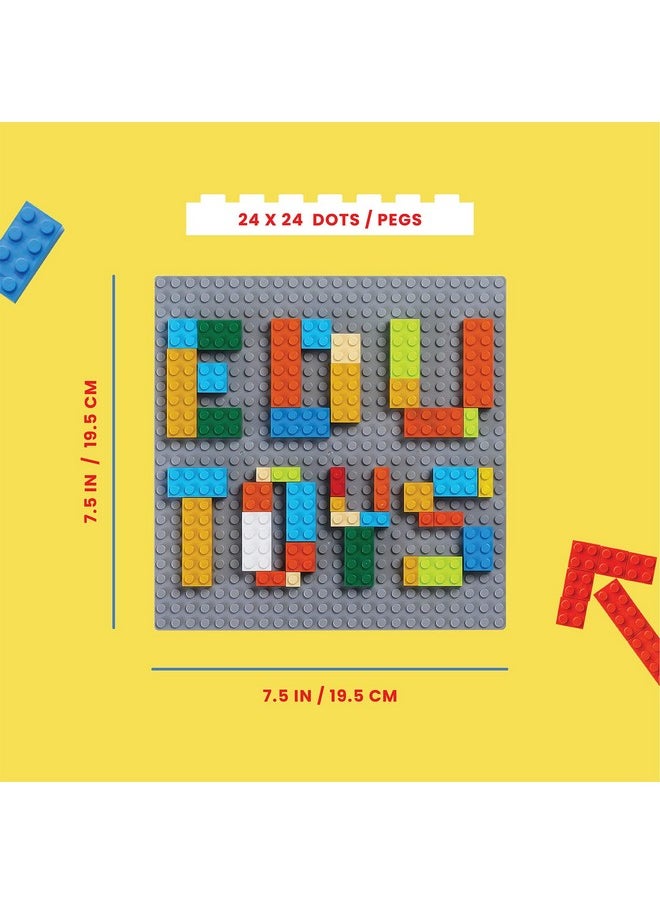 Edu Toys - Edu Toys Base Plate Board 24 x 24 Dots/Pegs for Classic Building Blocks Bricks Compatible with All Brands Classic Blocks (Light Grey) - Image 1