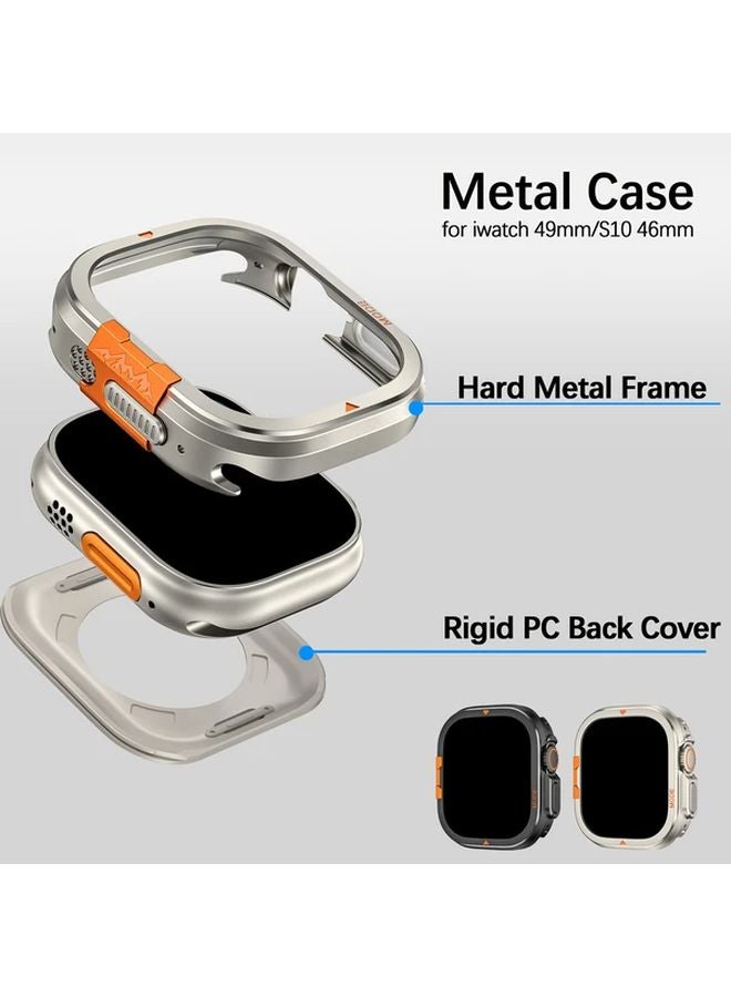 Silvery 45mm Metal Bumper Case For IWatch Ultra Series 11 10 9 8 7 Alloy Protector - Image 2