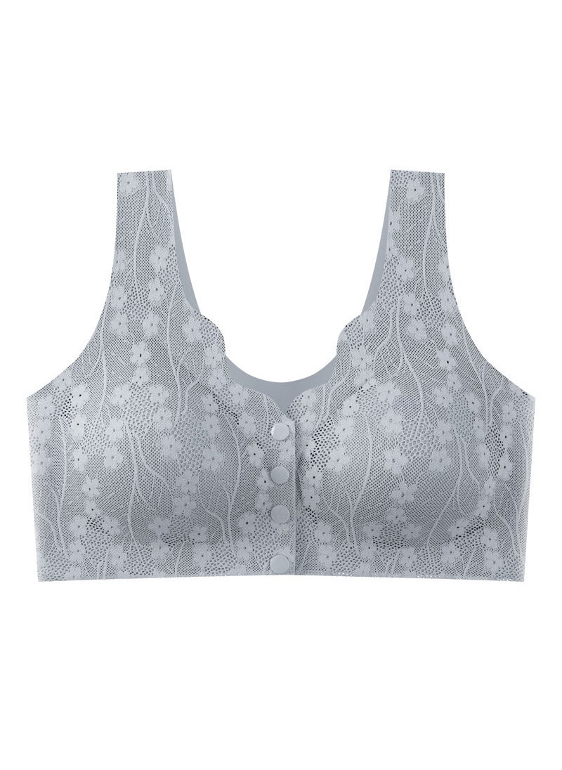 Generic - Comfort Wire-Free Front-Closure Bra for Mature Women Grey - Image 1