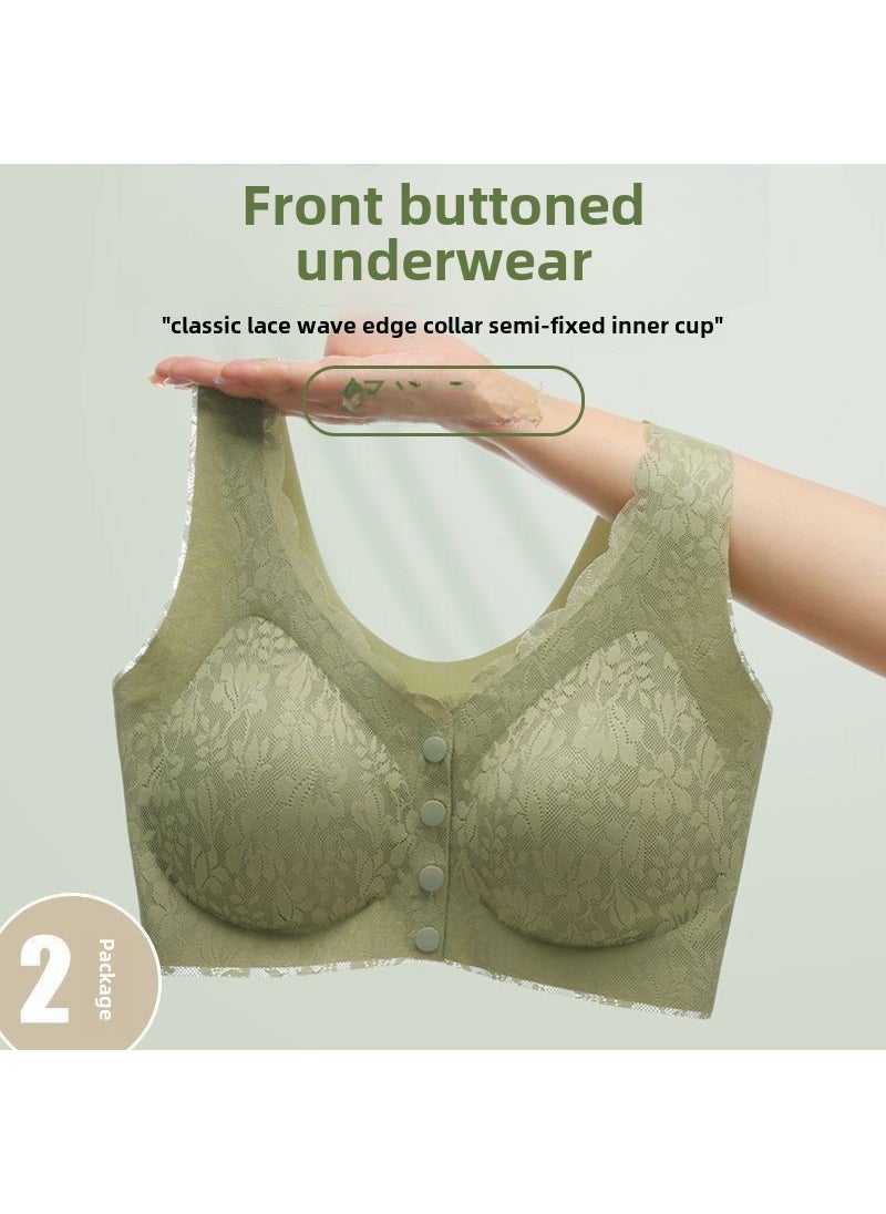 Generic - Comfort Wire-Free Front-Closure Bra for Mature Women Grey - Image 1