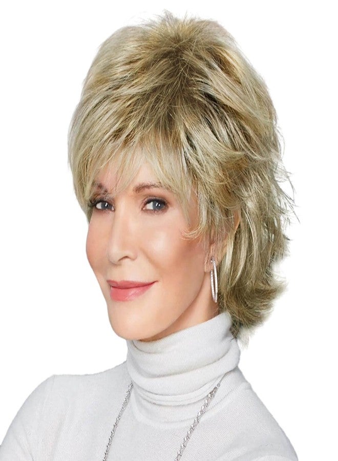 QUEENTAS Short Blonde Wigs for Women Natural Hair wig Full Head Pixie Layered Synthetic Hair (Blonde Mixed Brown) - Image 1