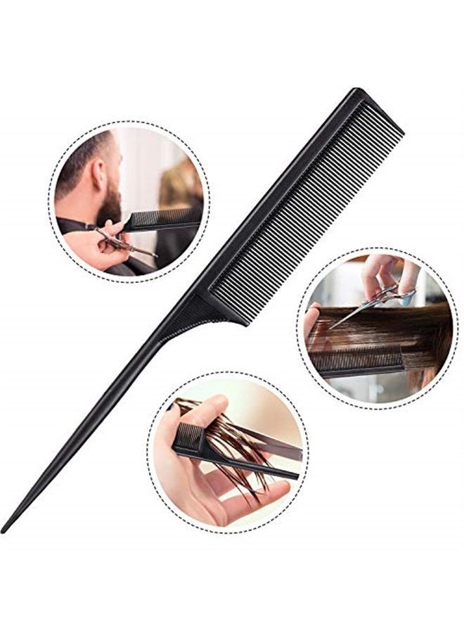 Leinuosen 3 Pack Tail Comb Carbon Fiber Rat Tail Comb Set Heat Resistant Anti Static Styling Tail Comb for Hair Women Back Combing Root Teasing Adding Volume (Black)  - Image 5